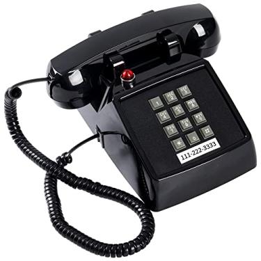 Imagem de HTMengt Telefone fixo retrô tradicional (indicador de toque), aparelho auditivo analógico clássico 2500 para idosos, telefone de mesa vintage com fio para botão grande de telefone fixo, telefone
