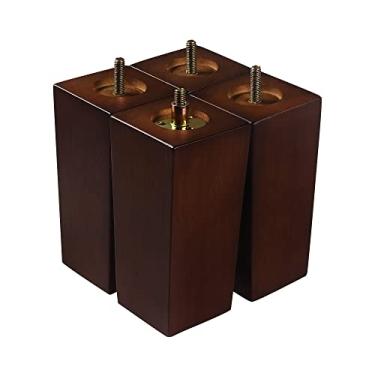 Imagem de Conjunto de 4 pernas de sofá para móveis, pernas quadradas de madeira pirâmide, 15 cm, pernas de sofá de cor marrom moderna de meados do século para otomano, cadeira, cômoda, mesa de centro, poltrona,