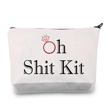 Imagem de LEVLO Kit engraçado de despedida de solteira, bolsa de presente para chá de noiva, bolsa de maquiagem, festa de casamento, bolsa de cosméticos para dama de honra, bolsa de maquiagem, Kit Oh Shit