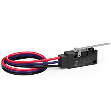 Imagem de DIYhz Botão de pressão momentâneo com alavanca longa e dobradiça reta, botão de pressão, micro interruptor com linha 1 no 1Nc Spdt Snap Action Mini interruptores 3 pinos 1 peça para Arduino, aparelhos e equipamentos eletrônicos dourado