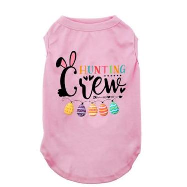 Imagem de SUEOSU Camisetas Happy Easter para cães com estampa engraçada para cães pequenos, médios e grandes, camiseta regata leve para animais de estimação (grande, rosa 01)