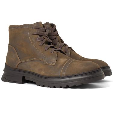 Imagem de Bota Masculina Democrata Garage Eron Casual Cadarço Couro Liso Conforto 528102