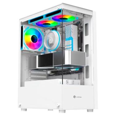 Imagem de Gabinete Gamer Mid Tower RGB Branco ATX Vidro Hayom