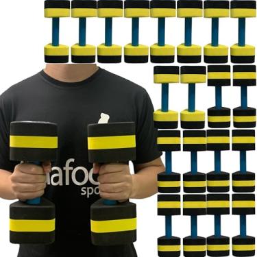 Imagem de Kit 10 Pares Halteres Hidroginástica em EVA P 1-2kg e M 2-3kg Preto/Amarelo Dafoca Sports