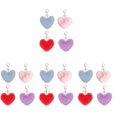 Imagem de 16 Pcs Pompons Chaveiro Coração Chaveiros Puff Chaveiro Coração Pom Pom Chaveiro Pom Pom Chaveiro Bulk Pom Poms Chaveiros Guarnição de Pele Imitação de Pele de Coelho Rex Presente Artificial Menina Cr