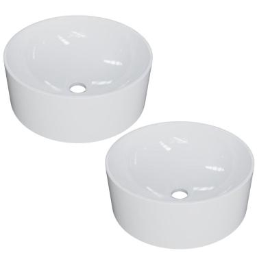 Imagem de Kit 02 Cubas de Apoio Redonda Para Banheiro Lavabo C01 BL34W Branco - Lyam
