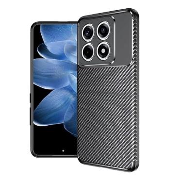 Imagem de CruzerLite Capa de textura de fibra de carbono para Xiaomi 14T Pro (2024) - Capa antiarranhões com absorção de choque (fibra preta)