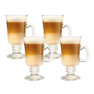 Imagem de Jogo 4 Taças De Cappuccino Café Caneca Dolce Gusto Nespresso Vidro Transparente 250ml Lyor