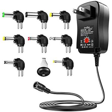 Imagem de [Negativo interno] SoulBay 3 V 4,5 V 5 V 6 V 7,5 V 9 V 12 V fonte de alimentação de substituição com adaptador CA/CC com 6 plugues para ponta de eletrônicos domésticos, pedais de efeitos negativos