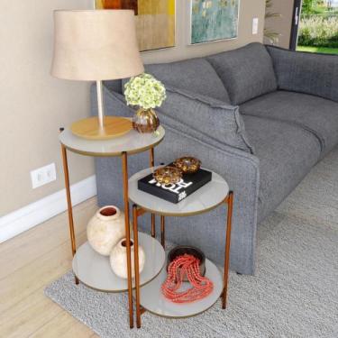 Imagem de Jogo de Mesas para Sala Rouen Off Whie Nature - Mais de Casa