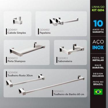 Imagem de Kit Acessórios Para Banheiros 6 Peças Inox - Kromus Kitqd6