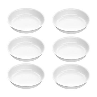 Imagem de Kit 6 Assadeiras Branca Redonda Marinex Opaline 3Litros.