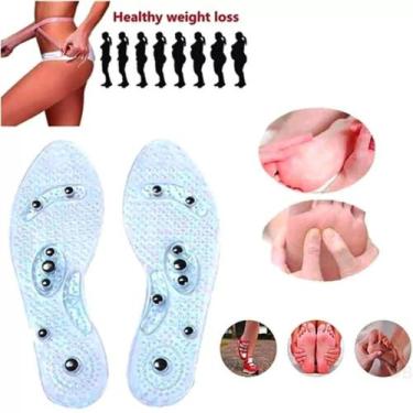 Imagem de Palmilha Silicone Magnética Gel Ajustável Massagem Acupuntura Reflexol