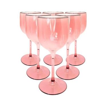 Imagem de Taças De Vinho De Acrílico Cristal 260ml  10 un Festas Aniversario Nat