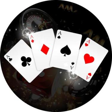 Imagem de Painel de Lona Redondo Cassino Cartas Jogo  - Fabrika de Festa, 100x10