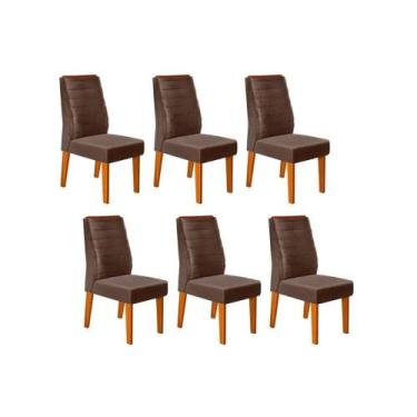 Imagem de Cadeira Sala de Jantar Ondina Kit 6 Un Freijó/Veludo Moca - DJ Móveis