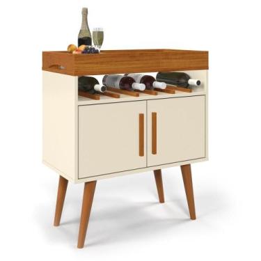 Imagem de Aparador Café Drink com Portas Off White/Caramelo Pés em Madeira Pinus