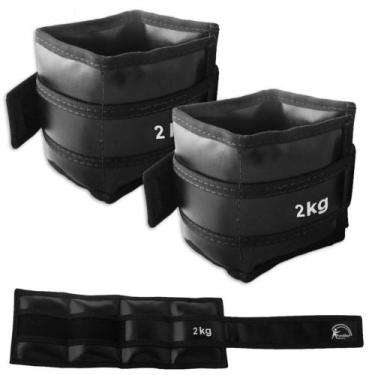 Imagem de Caneleira 2kg em Lona Sintetica Preto 2 Unidades  Mega Peso 