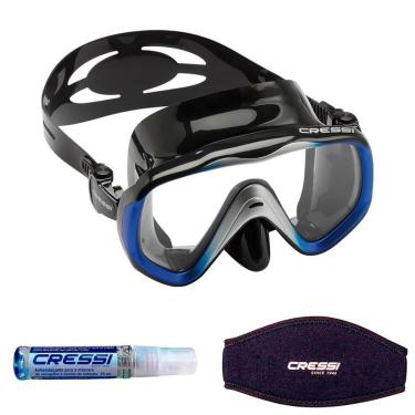 Imagem de Máscara de Mergulho Cressi Liberty Black Edition + Anti Fog Sea Gold + Strap-Unissex