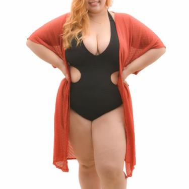 Imagem de Saída de pra feminina Plus Size com manga Arsiè, 48, Cobre