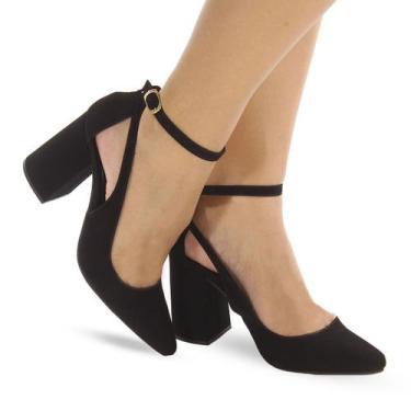 Imagem de Sapato Scarpin Salto Alto Grosso Fivela P104 - Pedore, Preto, 38