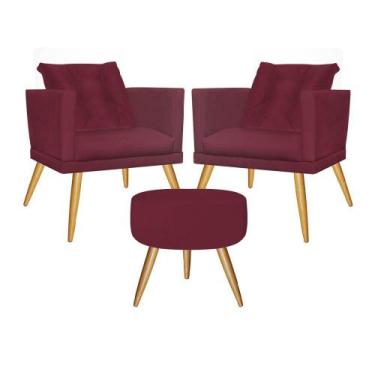 Imagem de Kit 02 Poltrona Com Almofada e Puff Lucia Confort Sala Recepção Escrit