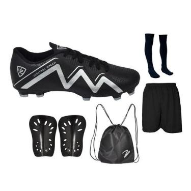 Imagem de Chuteira Campo Control Speed Gramado Travas Futebol Nova + Meião Short