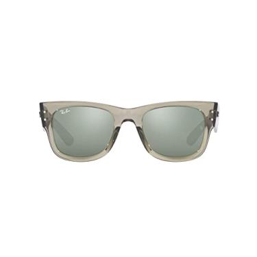 Imagem de Ray-Ban Óculos de sol quadrados RB0840SF Mega Wayfarer Low Bridge Fit, Espelhado verde/cinza transparente, 52 mm