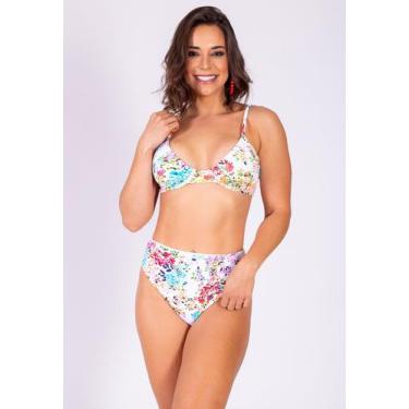 Imagem de Biquíni Areia Branca Bio Lanai Hot Pant Estampado Floral Branco, M