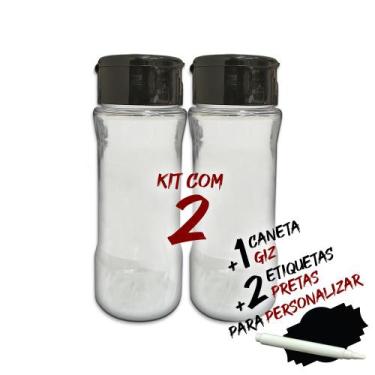 Imagem de Kit 2 Potes T130 Tempero de Cozinha + Etiquetas + Caneta Giz - Arte Co