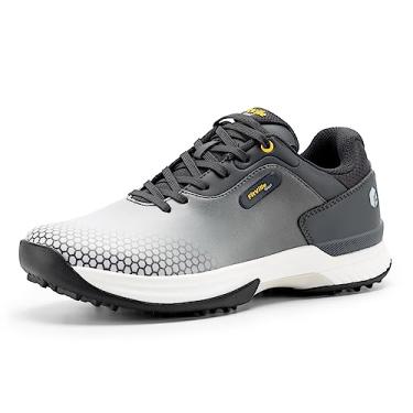 Imagem de FitVille Masculino Sapatos de Golfe Extra Largos, Profissionais Ao Ar Livre, À Prova D'Água, com Pontas, Sapatos de Golfe para Homens (Cinza, 10,5 X de Largura)