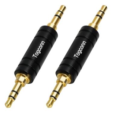 Imagem de Adaptador estéreo AUX macho para macho banhado a ouro de 3,5 mm, conector estéreo TRS de 3,5 mm de 3,5 mm para conector estéreo de 3,5 mm, conector de acoplador de áudio metálico para receptor BT,
