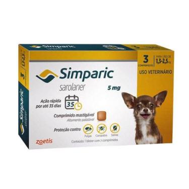 Imagem de Simparic 5mg Zoetis 3 comp - Antipulgas Cães - Descrição marketplace