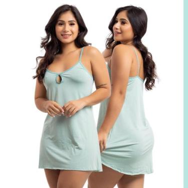 Imagem de Camisola Curta de Dormir Pijama Feminino sem Bojo Viére, P, Verde
