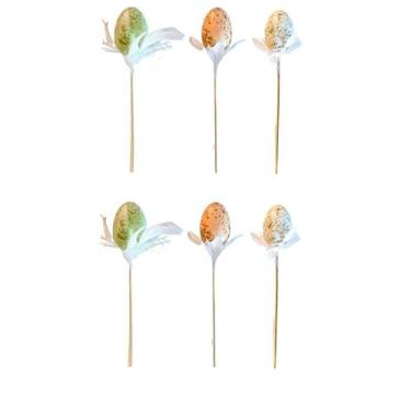 Imagem de Kit 6 Ovos Pascoa Decorativo no palito coloridos - Tok da Casa