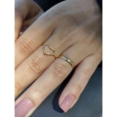 Imagem de Uma aliança ouro 18 kilates 3 mm 1,50 gramas mais anel coração ouro 18