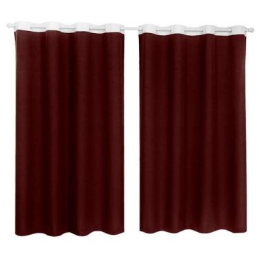 Imagem de Cortina Tecido Oxford Faixa Branco 2,50M X 3,00M - Bordô - Campari