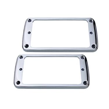 Imagem de Guyker Capa humbucker plana de metal, conjunto de anéis de montagem de captador - peça de substituição de moldura de captador de pescoço de ponte para guitarra elétrica ou baixo de precisão (2 peças,