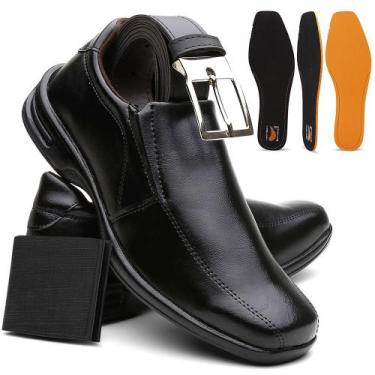 Imagem de Kit Sapato Masculino Confort Plus Leve E Macio + Cinto e Carteira - Lo