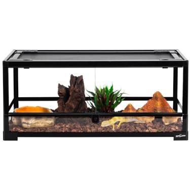 Imagem de REPTI ZOO Terrário de vidro para répteis de 20 galões, tanque de habitat para répteis com abertura frontal 76,2 x 30,5 x 30,5 cm para répteis animais de estimação, lagarto dragão barba, ventilação em tela de portas duplas (Knock-Down)