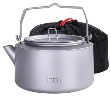 Imagem de TiTo Titanium Chaleira de titânio de 1000 ml com alça dobrável, bule de chá, bule de chá, cafeteira portátil ultraleve para ferver água para acampamento ao ar livre, caminhadas, viagens, mochilão,