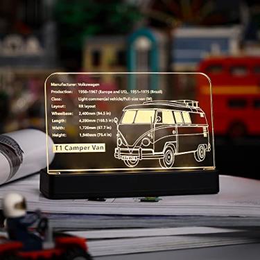 Imagem de Kyglaring Glowing Clear Acrylic Name Plate with Power Base Designed for Lego Creator Volkswagen T1 Camper Van 10220 Building Set Sign Display (Glowing nameplate)