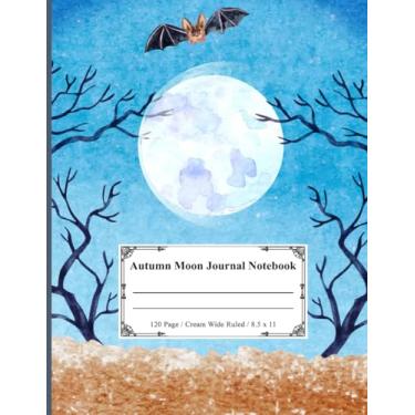 Imagem de Autumn Moon Journal Notebook: Collage Ruled Cream Paper Diary Journal With Auto Moon Blue Illustration For Kids, Teens, and Adults, 8.5 x 11 (Composition Notebooks)