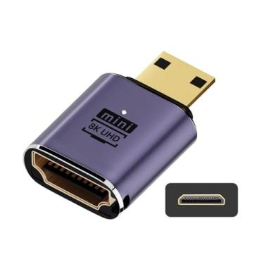 Imagem de xiwai 8K Mini HDMI macho para HDMI 2.1 fêmea UHD extensão adaptador conversor dourado suporta HDTV 8K 60hz