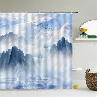 Imagem de Cortina de banho de paisagem Cortinas de chuveiro à prova d'água Padrão Tela de banho Cortina impressa para banheiro, 4489X, L210xA180cm