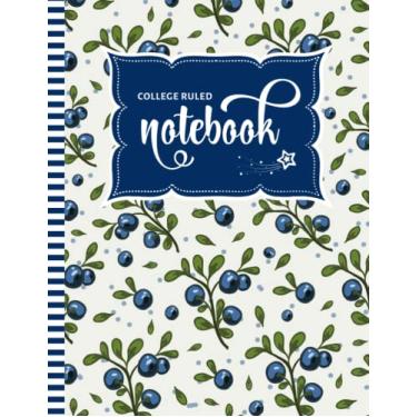Imagem de College Ruled Notebook: Large 8.5x11 Composition Book / 100 Sheets (200 Pages) / Numbered Pages/Note Taking Gift For Back To School - Writing/Blue Green White Blueberry - Berry Fruit Art Pattern