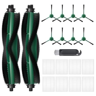 Imagem de Acessórios de peças de reposição compatíveis com aspirador de pó robô iRobot Roomba Q0120, Y0140, Q0520, Q011, Y0110, 2 escovas de rolo, 8 filtros Hepa, 8 escovas laterais, 1 escova de limpeza, pacote
