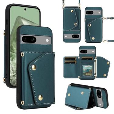 Imagem de Dibosom Capa carteira de luxo para Google Pixel 8A 5G com 5 compartimentos para cartões, fina e fina e alça de ombro, suporte de cartão de crédito de couro PU, acessórios para celular Pixel8A A8