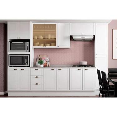 Imagem de Cozinha Modulada Completa Bella 7 Peças 2 Aéreos + 2 Balcões+ 1 Paneleiro + 1 Torre Quente + 1 Complemento C7p198 Branco
