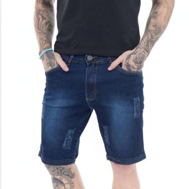 Imagem de Bermuda Jeans Masculina Dark Blue Comfort Premium Casual Wear-Masculino